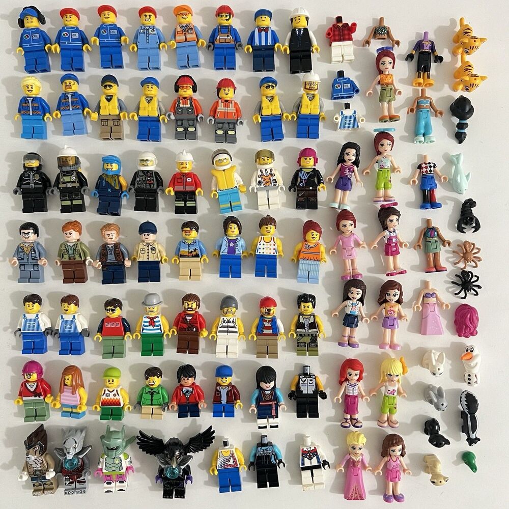 Authentic Lego Mini Figures/ Dolls Mix Lot  & Parts (60+ Mini Figures/ Dolls)
